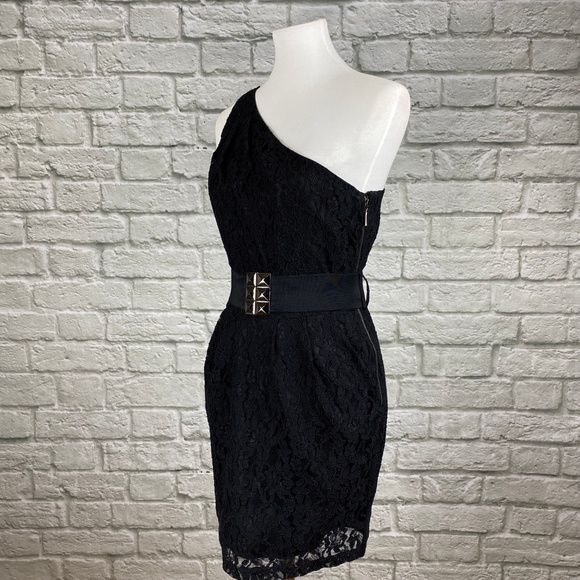 Forever 21 Belted Lace One Shoulder Cocktail Dress - Picture 3 of 6